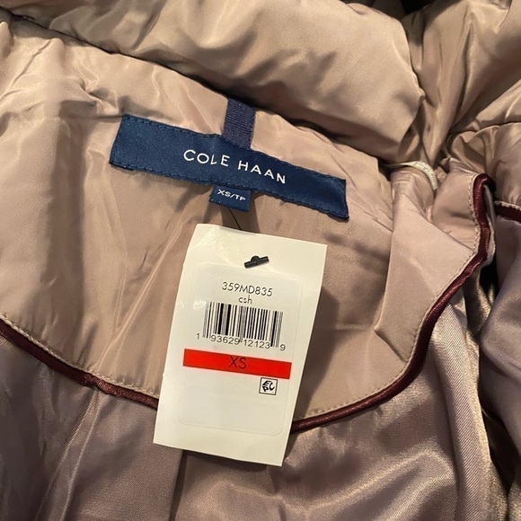 COLE Haan Down Puffer Jacket Coat XS Zip Front Hooded - Picture 10 of 11